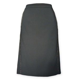 Calvin Klein Nordstrom Black Pencil Skirt Gold Accents Lined Officecore NWT M 8